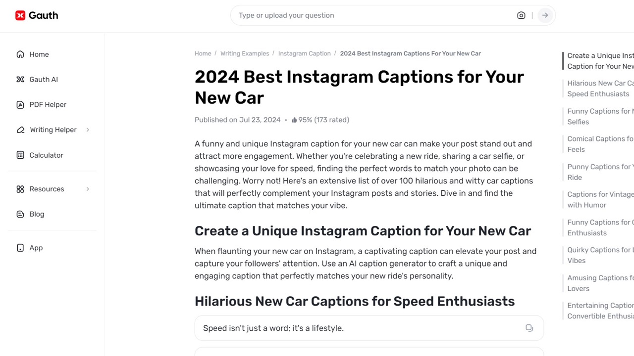 Unlocking Creative Instagram Captions for Your New Ride with Gauth